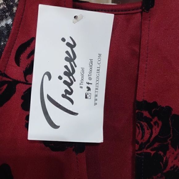 Trixxi Red Floral Bodycon Halter Dress Sz M - Picture 8 of 15